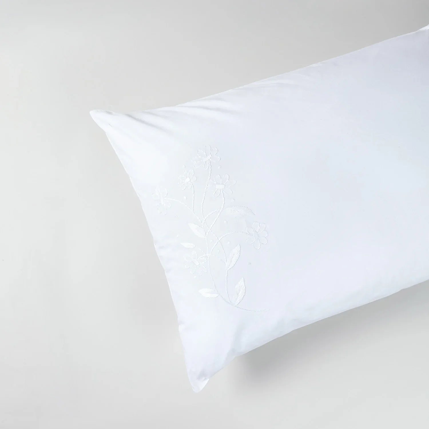 Hand-embroidered Cotton Pillow Covers Set of 2, White