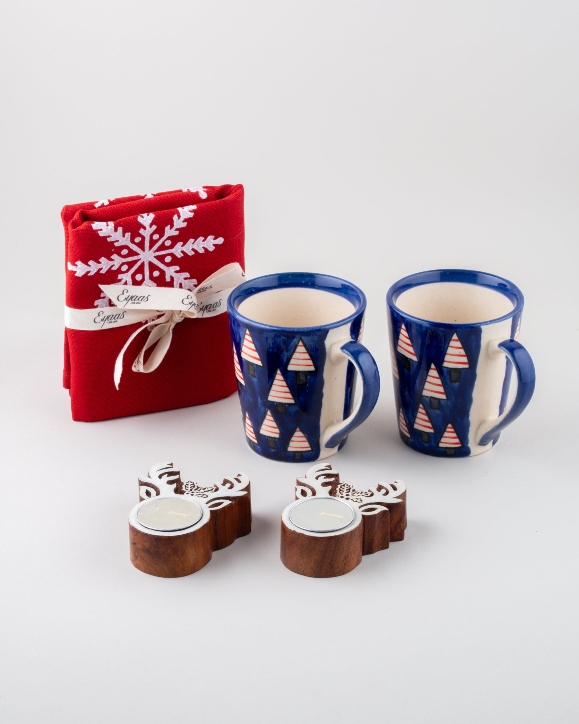 Table Runner, Coffee Mugs & Candle Holders Gift Hamper