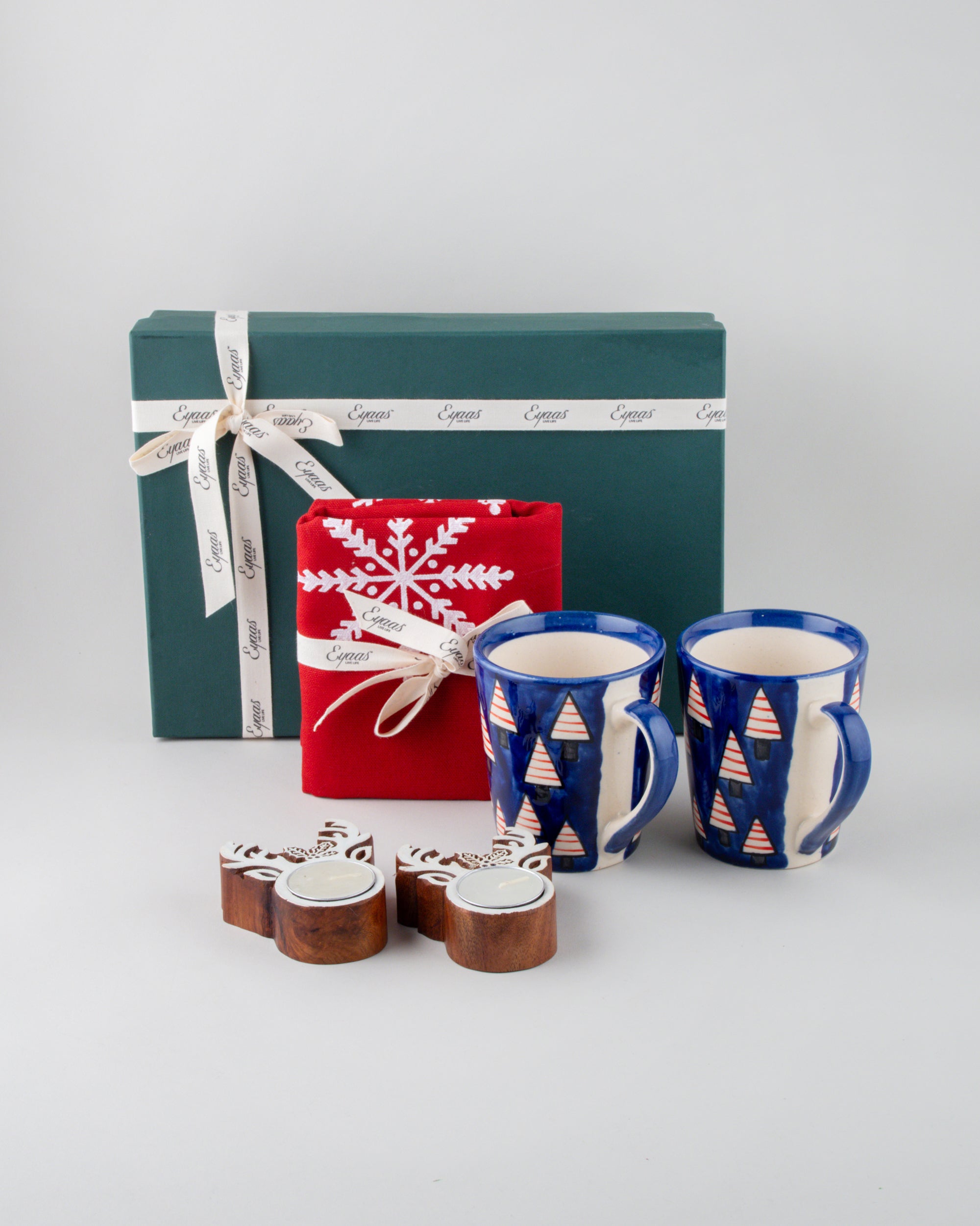 Table Runner, Coffee Mugs & Candle Holders Gift Hamper