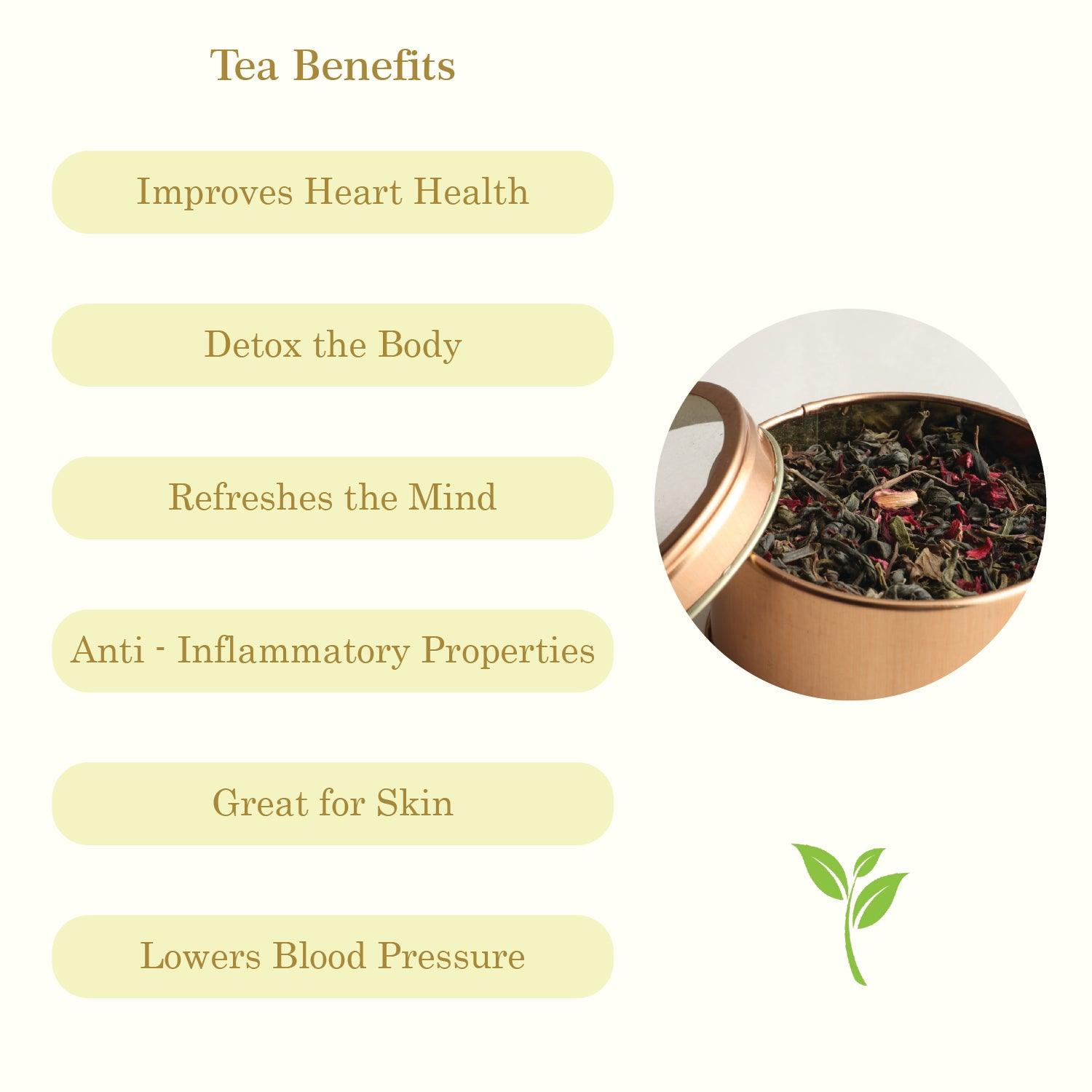 Tea Pot with Cup & Hibiscus Mint Green Teas (40 gms) Gift Set - Eyaas