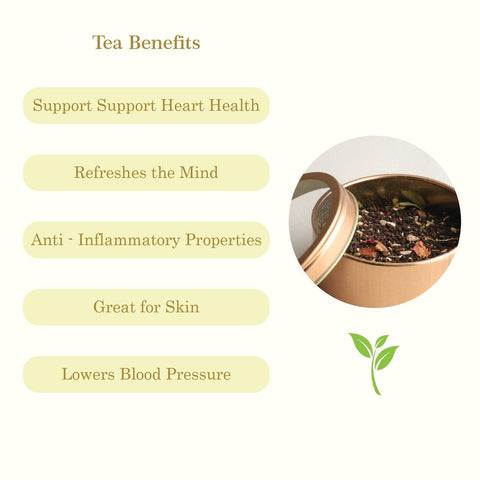 Red Floral Ceramic Cups & Masala Chai (40 gms) Gift Set - Eyaas