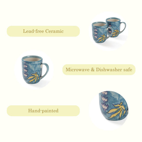Cups (Kalamkari) & Blue Herbal Tea (40 gms) Set - Eyaas