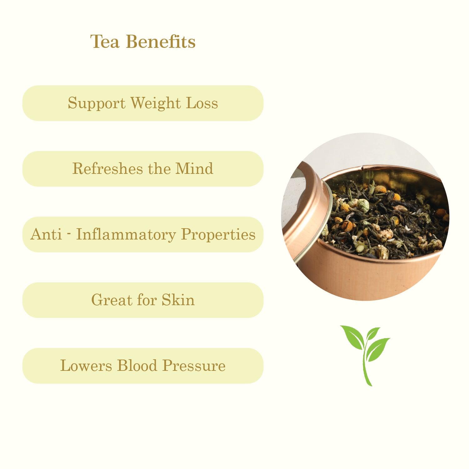 Tea Pot & Cup with Peach Chamomile Teas (40 gms) Gift Set - Eyaas