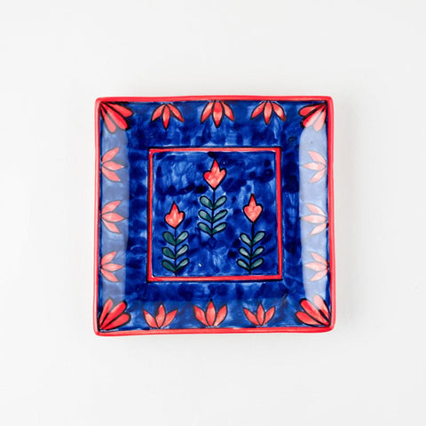 Blooming Plant Ceramic Square Serving Platter Set of 2 - Eyaas