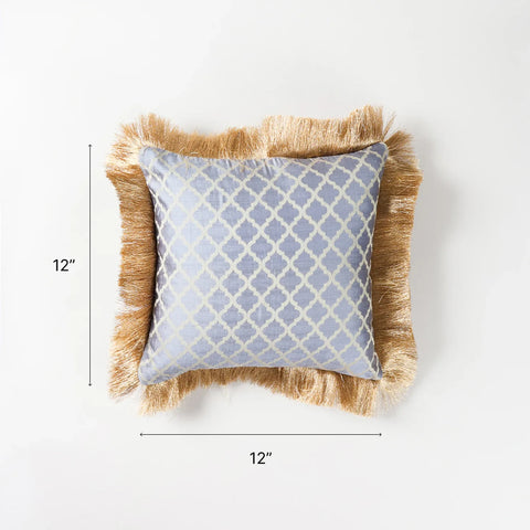 Jacquard Cushion Cover, Grey & Golden, 12x12 ,Set of 2 - Eyaas