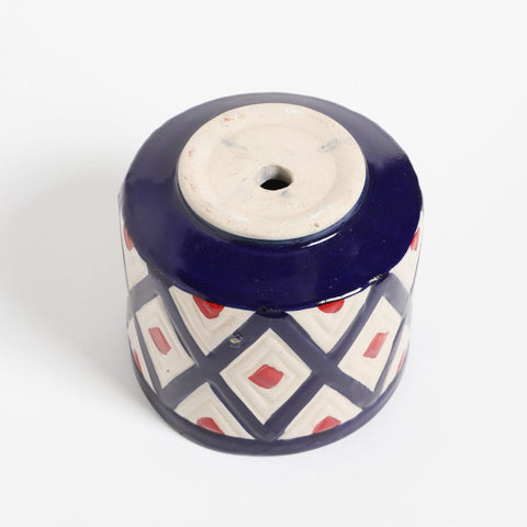Ceramic Flower Pot, Diamond, White & Indigo 5x6 - Eyaas