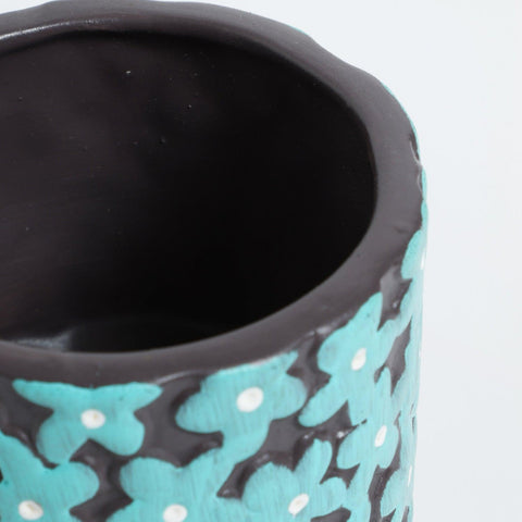 Small Ceramic Planter - 4.5x4, Blue Floral - Eyaas