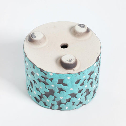Small Ceramic Planter - 4.5x4, Blue Floral - Eyaas