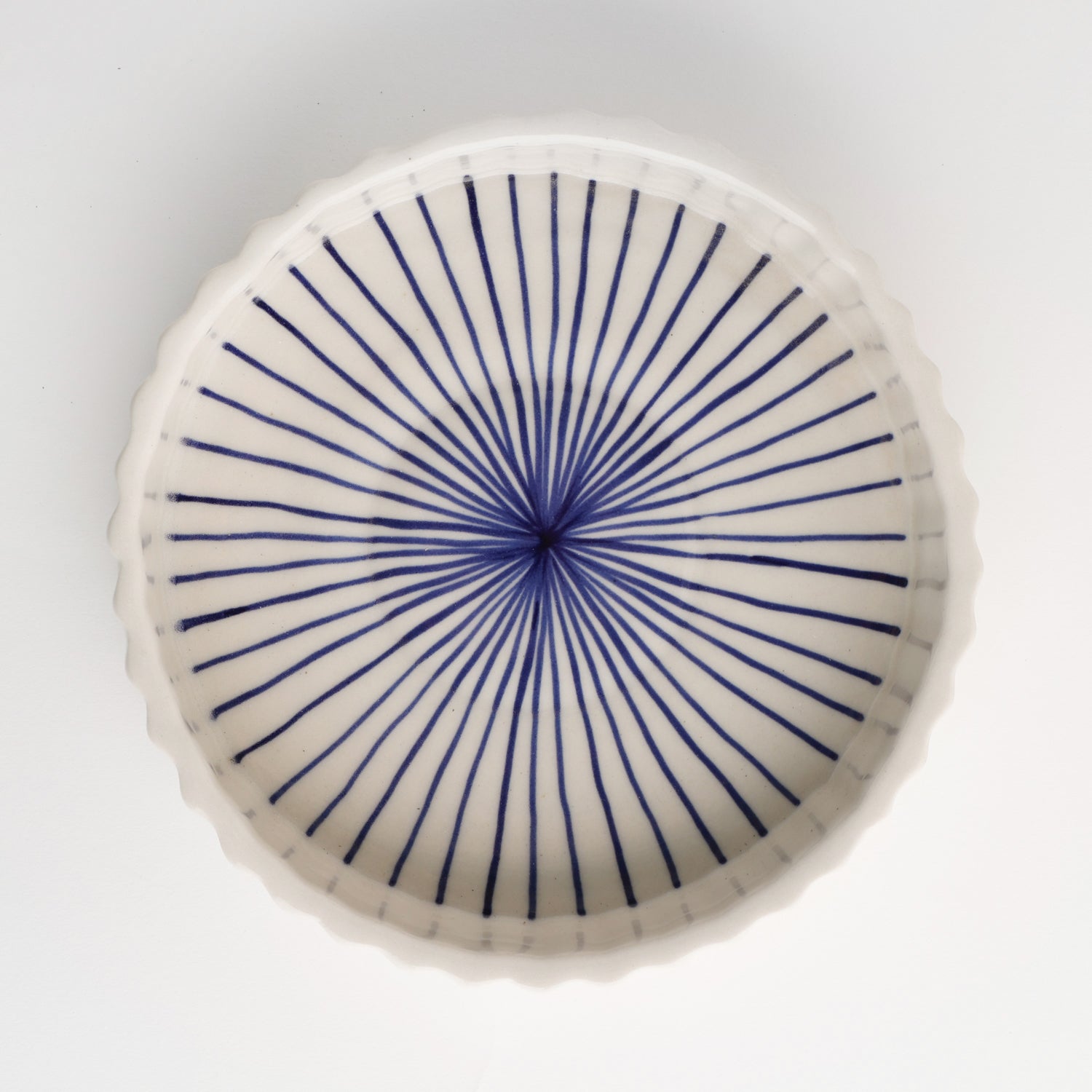 Ceramic Pie Plate - White & Indigo - 8x7.5x1.5