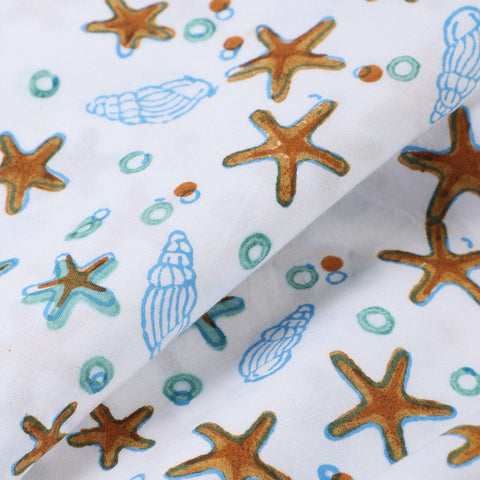 Cot Sheet 60x90, Snail-Starfish, Blue & Orange - Eyaas