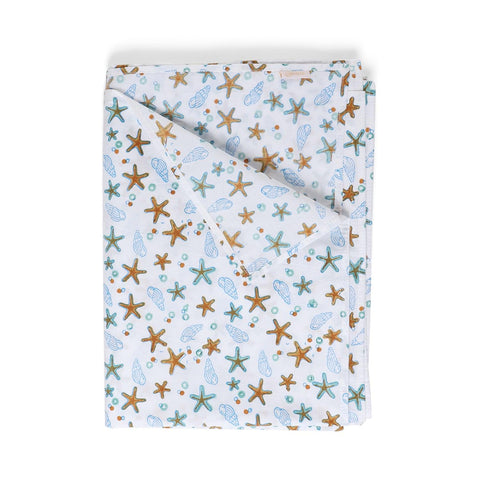 Cot Sheet 60x90, Snail-Starfish, Blue & Orange - Eyaas