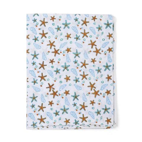 Cot Sheet 60x90, Snail-Starfish, Blue & Orange - Eyaas