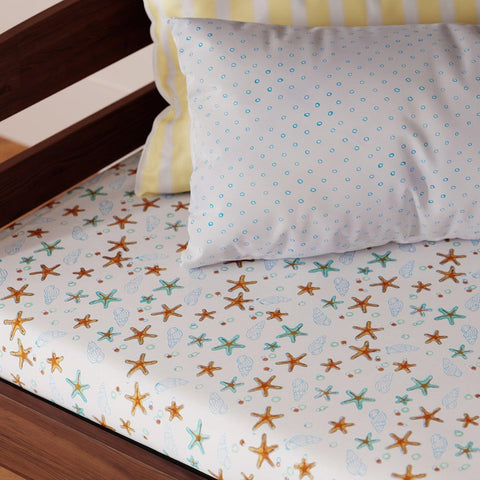 Sea-Themed Kids Bedding Set of 3, Orange & Blue, 40x40 - Eyaas