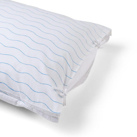 Wave Hand Block Printed Bed Sheet Set 90 x108, Blue - Eyaas