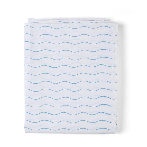 Wave Hand Block Printed Bed Sheet Set 90 x108, Blue - Eyaas