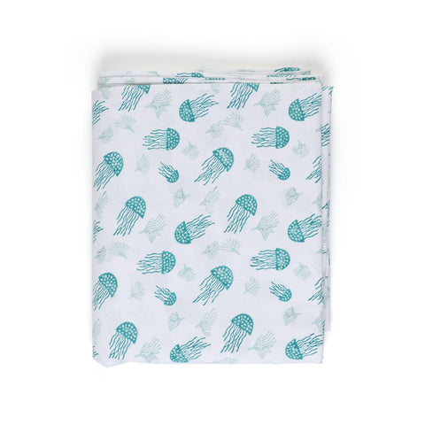 Jellyfish Hand Block Printed Bed Cover 90x108 Inches - Eyaas