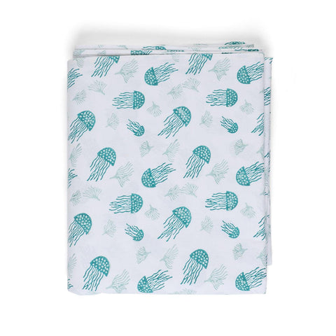 Jellyfish Hand Block Printed Bed Cover 90x108 Inches - Eyaas