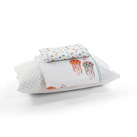 Sea-Themed Kids Bedding Set of 3, Orange & Blue, 60x90 - Eyaas