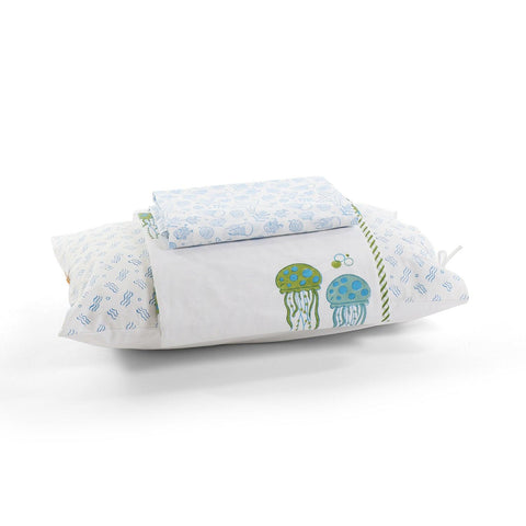 Sea-Themed Kids Bedding Set of 3, Blue & Green, 60x90 - Eyaas