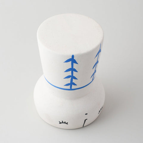 White Ceramic Flower Vase Blue Leaf Trellis 5x4 - Eyaas