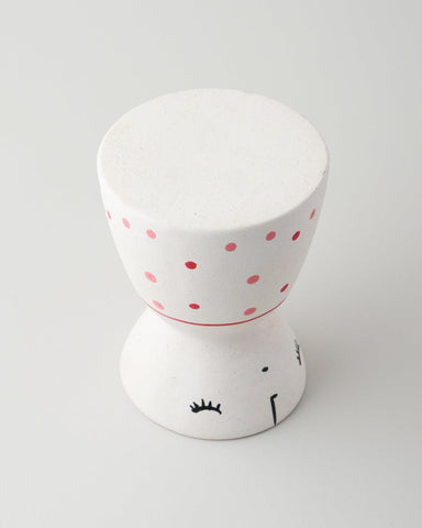 White Ceramic Flower Vase with Red & Pink Dots - Eyaas