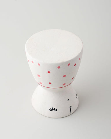 White Ceramic Flower Vase with Red & Pink Dots - Eyaas