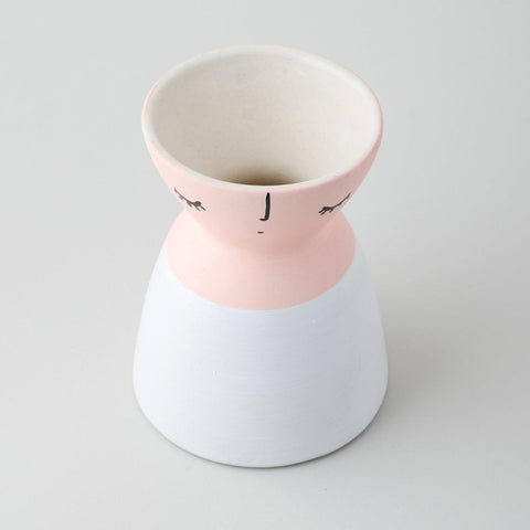 Ceramic Flower Vase (Set of 2) Pink & Black 5x4 - Eyaas
