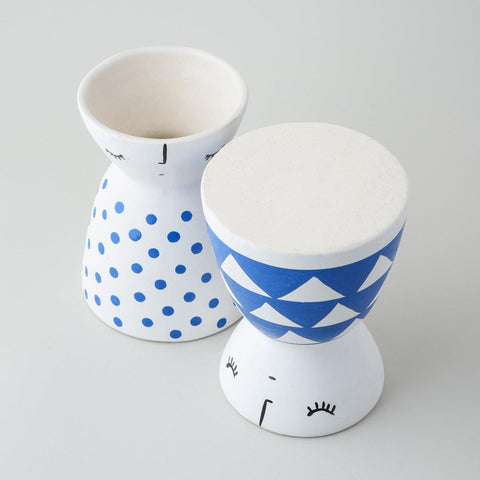 Ceramic Flower Vase, Set of 2, Dot & Triangle - Eyaas
