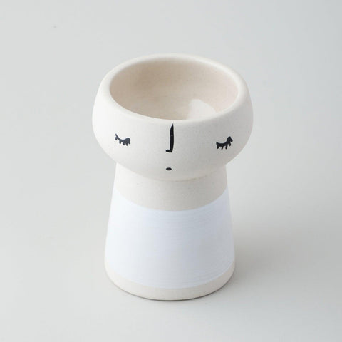 Ceramic Vase Set of 2, White & Grey Block - Eyaas