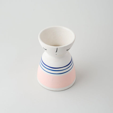 Ceramic Vase, Set of 2, Pink Block & Blue Dots - Eyaas