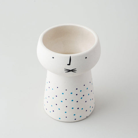 Ceramic Vase, Set of 2, Pink Block & Blue Dots - Eyaas
