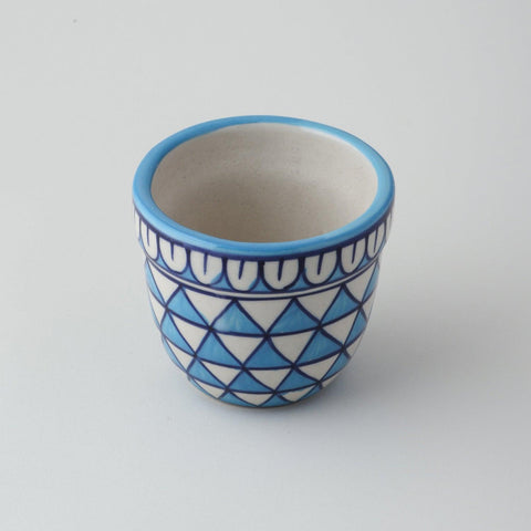 Ceramic Planter, Leaf Pattern, Sky Blue, 3.5x4 - Eyaas