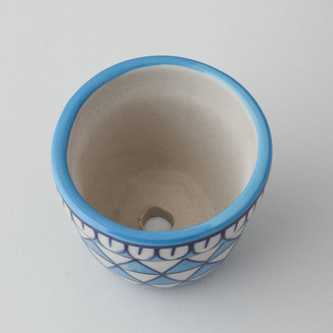 Ceramic Planter, Leaf Pattern, Sky Blue, 3.5x4 - Eyaas