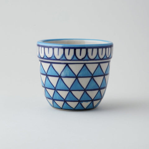 Ceramic Planter, Leaf Pattern, Sky Blue, 3.5x4 - Eyaas