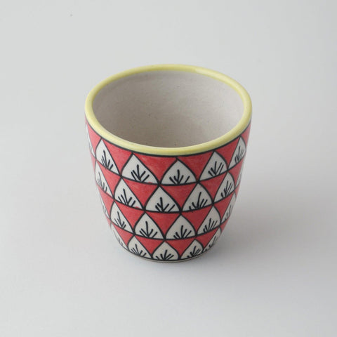 Ceramic Planter, Leaf Patter, Red, 3.5x4 - Eyaas