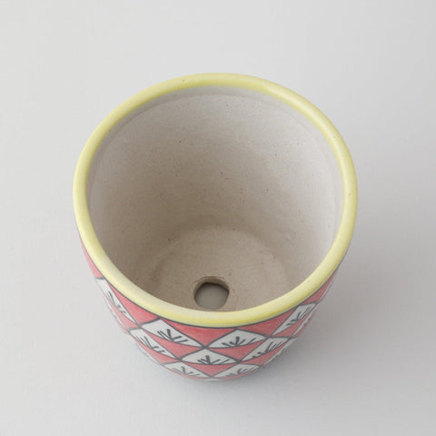 Ceramic Planter, Leaf Patter, Red, 3.5x4 - Eyaas