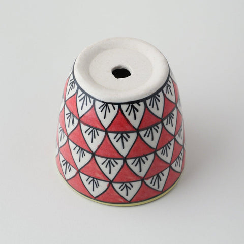Ceramic Planter, Leaf Patter, Red, 3.5x4 - Eyaas