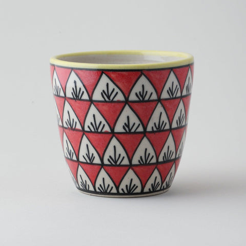 Ceramic Planter, Leaf Patter, Red, 3.5x4 - Eyaas