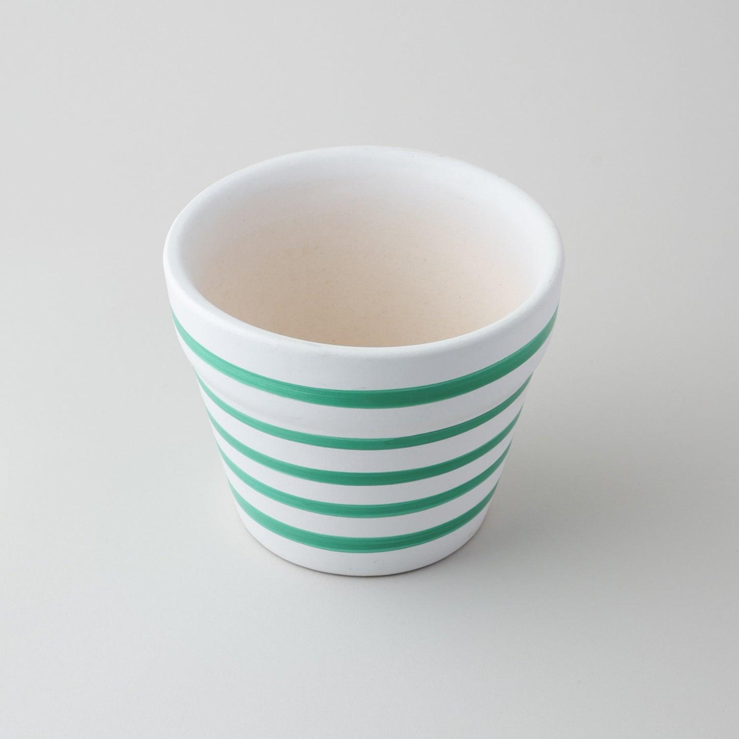 Ceramic Planter Green Stripes - 4x5 - Eyaas