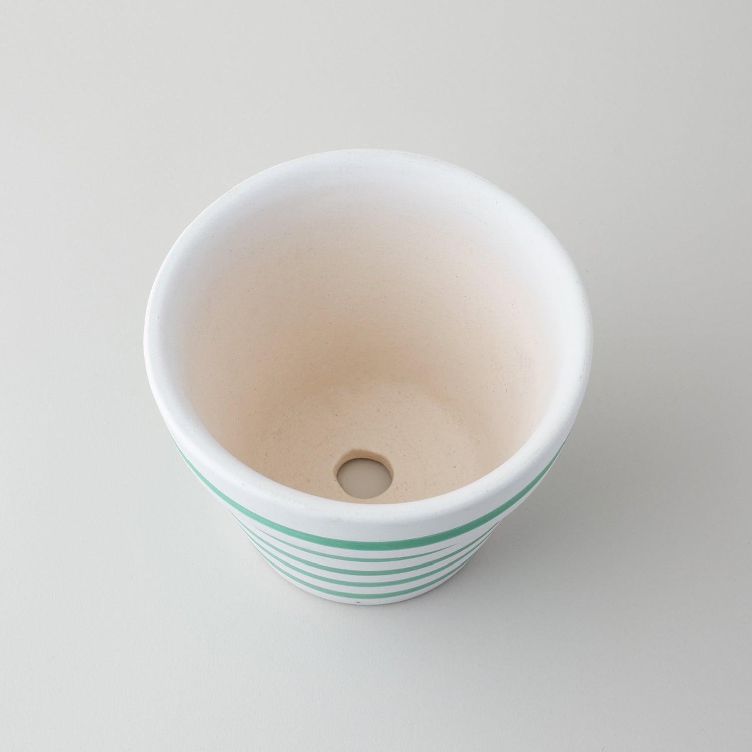 Ceramic Planter Green Stripes - 4x5 - Eyaas