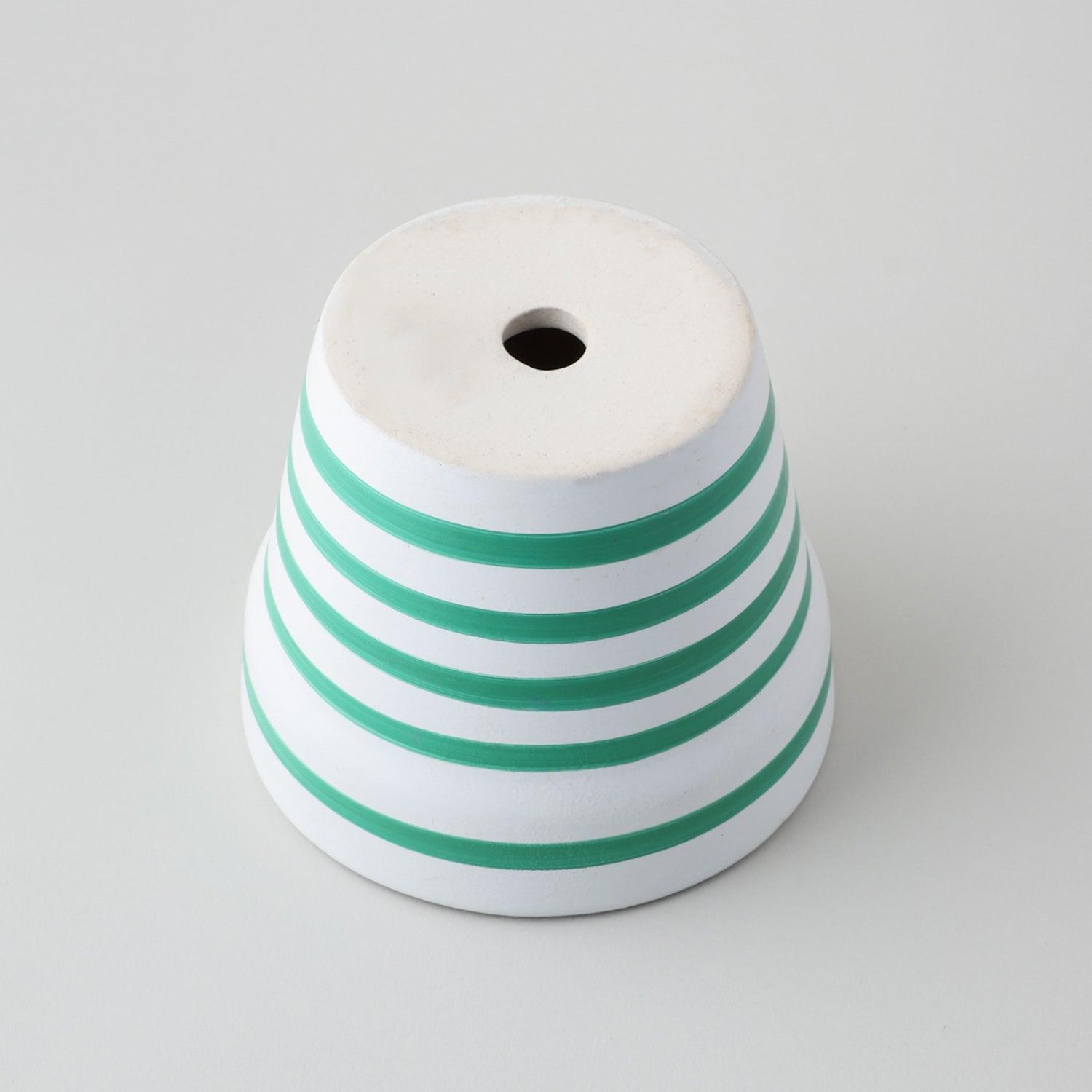 Ceramic Planter Green Stripes - 4x5 - Eyaas