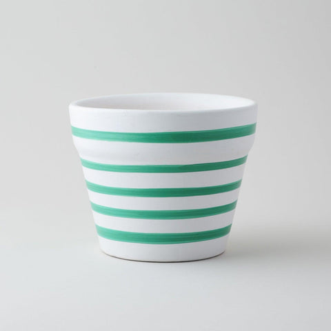 Ceramic Planter Green Stripes - 4x5 - Eyaas