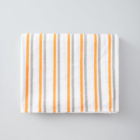 Block Printed 2 Colour Striped Percale Bed Sheet Set - Eyaas