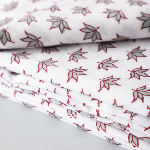 Grey Lotus Block Printed Percale Bed Sheet Set - Eyaas