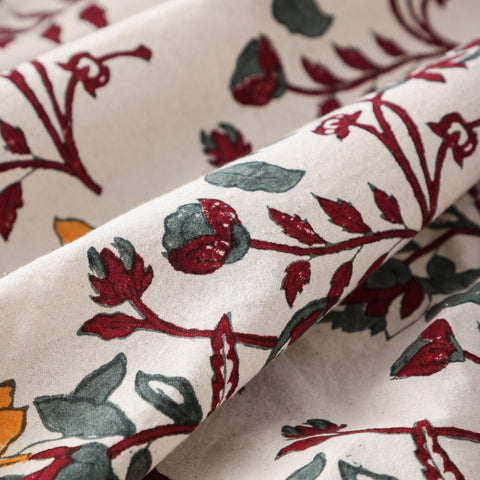 Jaal Block-Print King-Size Bed Cover, Orange-Maroon - Eyaas