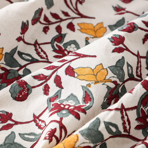 Jaal Block-Print King-Size Bed Cover, Orange-Maroon - Eyaas