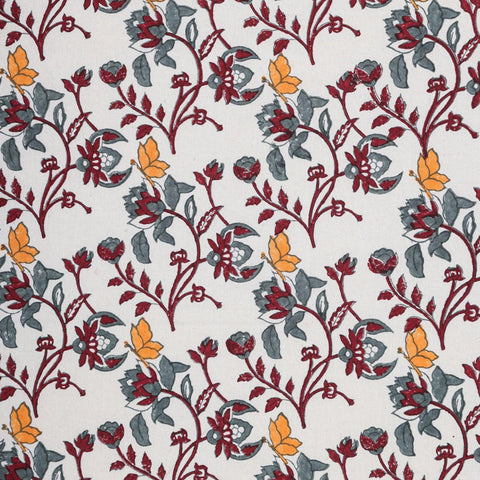 Jaal Block-Print King-Size Bed Cover, Orange-Maroon - Eyaas