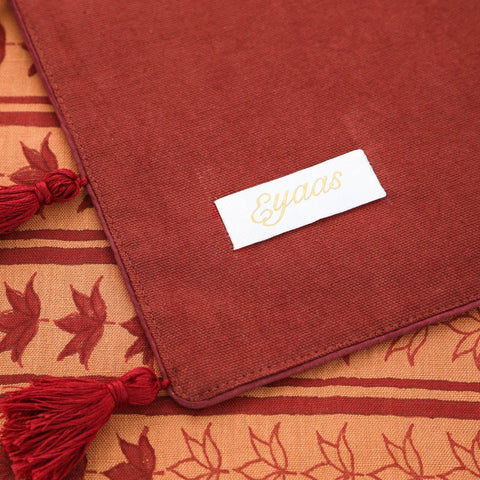 Block-Printed Cotton Table Runner Rust & Maroon - Eyaas