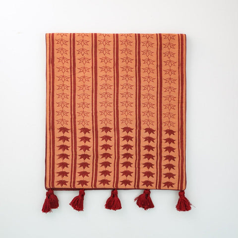 Block-Printed Cotton Table Runner Rust & Maroon - Eyaas