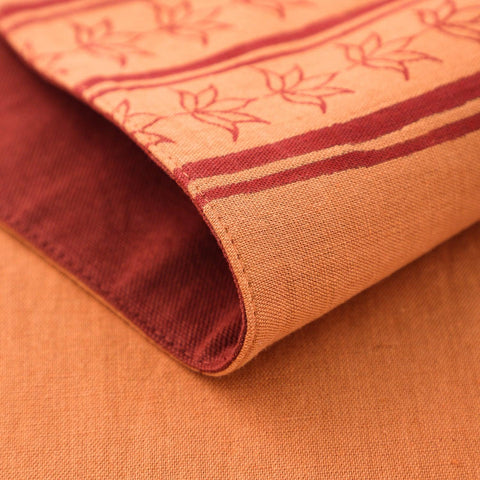 Hand Block Printed Placemat Set of 2, Rust & Maroon - Eyaas